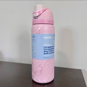 Owala HOLIDAY COLLECTION 32oz FreeSip Water Bottle, PINK SUGAR PLUM FAIRY BOWS
